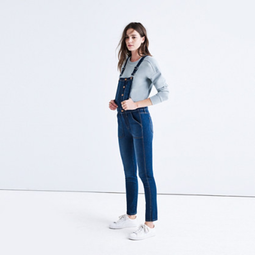 ISO - Madewell Button-Front Skinny Overalls